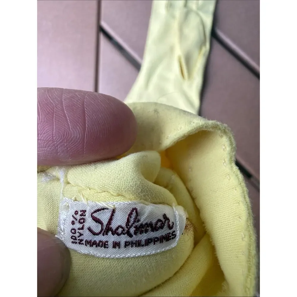 Shalimar Vintage Yellow Embroidered Gloves Size 7